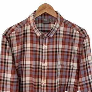 ASOS Men Size XL Shirt LNG Flannel Plaid Button Down Warm Cozy Brown